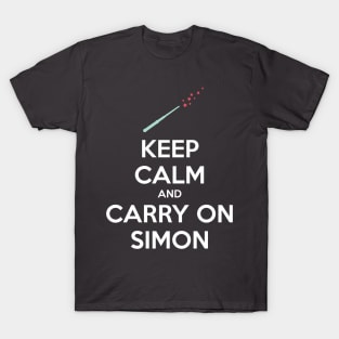 Keep Calm and Carry On Simon (White Text) T-Shirt